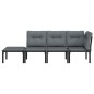vidaXL Set de muebles de jardín 4 piezas ratán sintético negro y gris vidaXL Set de muebles de jardín 4 piezas ratán sintético negro y gris