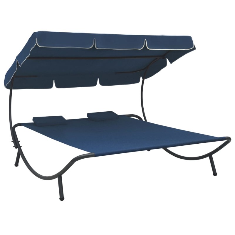vidaXL Tumbona de jardín con toldo y cojines azul
