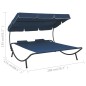 vidaXL Tumbona de jardín con toldo y cojines azul