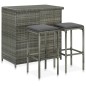 vidaXL Set mesa y sillas de bar jardín 3 piezas ratán sintético gris vidaXL Set mesa y sillas de bar jardín 3 piezas ratán sintético gris