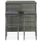 vidaXL Set mesa y sillas de bar jardín 3 piezas ratán sintético gris vidaXL Set mesa y sillas de bar jardín 3 piezas ratán sintético gris