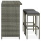 vidaXL Set mesa y sillas de bar jardín 3 piezas ratán sintético gris vidaXL Set mesa y sillas de bar jardín 3 piezas ratán sintético gris
