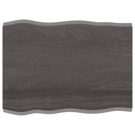 vidaXL Tablero mesa madera tratada borde vivo marrón 80x60x(2-4) cm