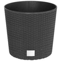 vidaXL Macetero interior extraíble PP ratán gris antracita 15/15,3 L