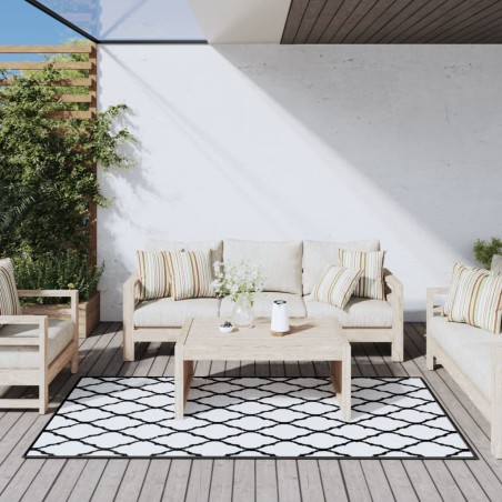 vidaXL Alfombra de exterior gris y blanca reversible 100x200 cm