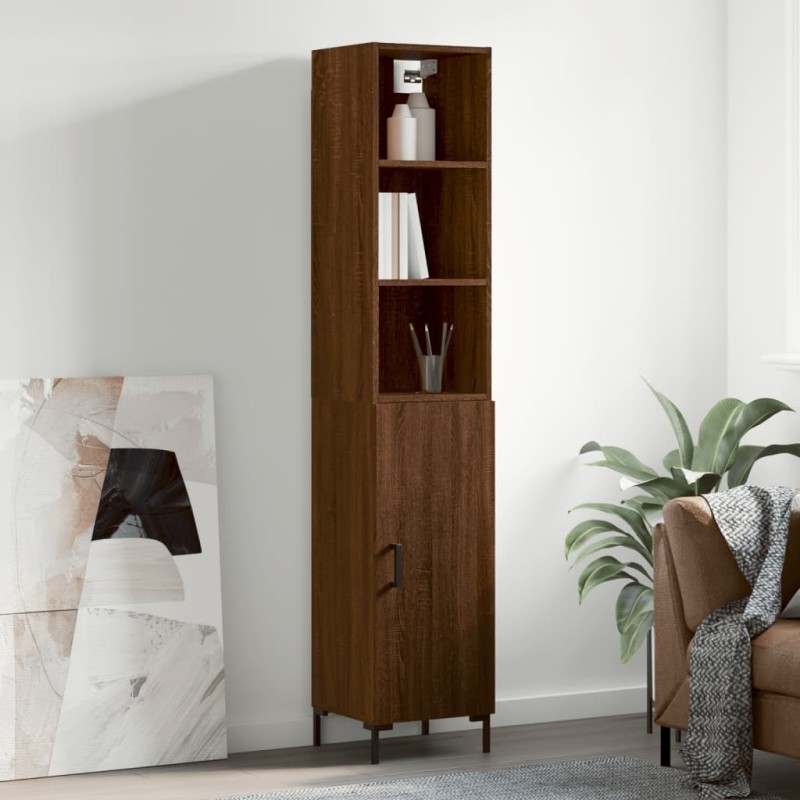 vidaXL Aparador alto madera contrachapada roble marrón 34,5x34x180 cm vidaXL Aparador alto madera contrachapada roble marrón 34,5x34x180 cm