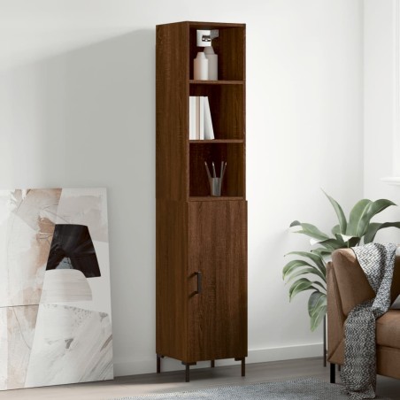 vidaXL Aparador alto madera contrachapada roble marrón 34,5x34x180 cm