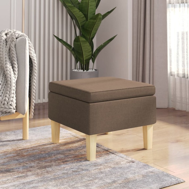 vidaXL Taburete con patas de madera tapizado tejido marrón vidaXL Taburete con patas de madera tapizado tejido marrón