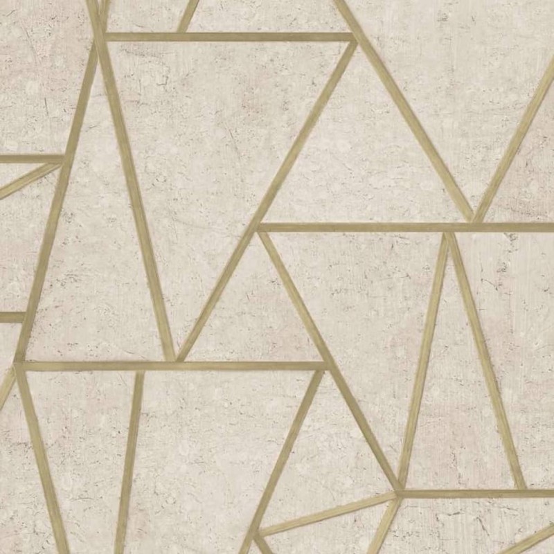 DUTCH WALLCOVERINGS Papel pintado triángulos beige y dorado DUTCH WALLCOVERINGS Papel pintado triángulos beige y dorado