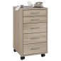 FMD Cajonera móvil con 5 cajones color roble FMD Cajonera móvil con 5 cajones color roble