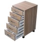 FMD Cajonera móvil con 5 cajones color roble FMD Cajonera móvil con 5 cajones color roble