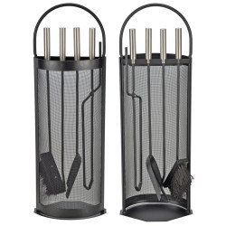 HI Juego de utensilios para chimenea 5 piezas negro 23x14,8x66 cm