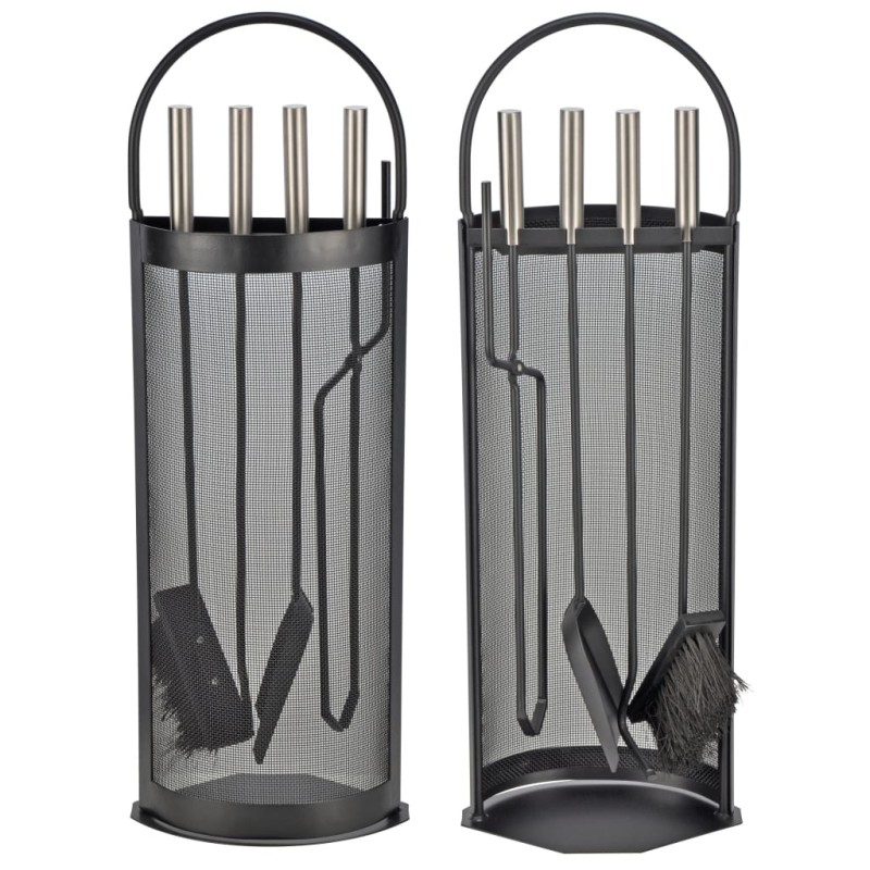 HI Juego de utensilios para chimenea 5 piezas negro 23x14,8x66 cm HI Juego de utensilios para chimenea 5 piezas negro 23x14,8x66 cm