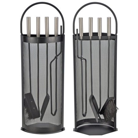 HI Juego de utensilios para chimenea 5 piezas negro 23x14,8x66 cm