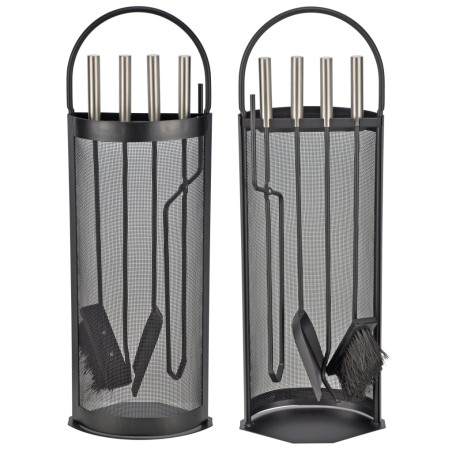 HI Juego de utensilios para chimenea 5 piezas negro 23x14,8x66 cm
