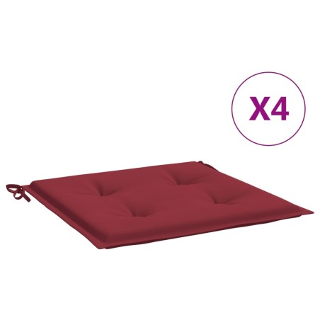 vidaXL Cojines silla de jardín 4 uds tela Oxford rojo tinto 50x50x3 cm