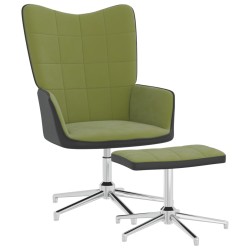 vidaXL Silla de relajación con reposapiés terciopelo y PVC verde claro