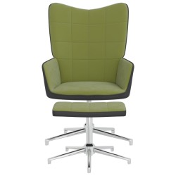 vidaXL Silla de relajación con reposapiés terciopelo y PVC verde claro