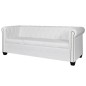 vidaXL Sofá Chesterfield de 3 plazas cuero sintético blanco vidaXL Sofá Chesterfield de 3 plazas cuero sintético blanco