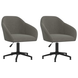 vidaXL Sillas de comedor giratorias 2 unidades terciopelo gris oscuro