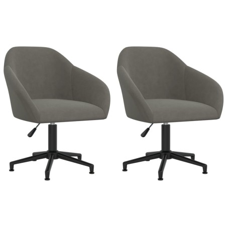 vidaXL Sillas de comedor giratorias 2 unidades terciopelo gris oscuro