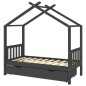 vidaXL Estructura de cama infantil y cajón madera pino gris 80x160cm vidaXL Estructura de cama infantil y cajón madera pino gris 80x160cm