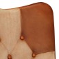 vidaXL Sillón con reposapiés cuero auténtico y lona marrón vidaXL Sillón con reposapiés cuero auténtico y lona marrón