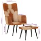 vidaXL Sillón con reposapiés cuero auténtico y lona marrón vidaXL Sillón con reposapiés cuero auténtico y lona marrón