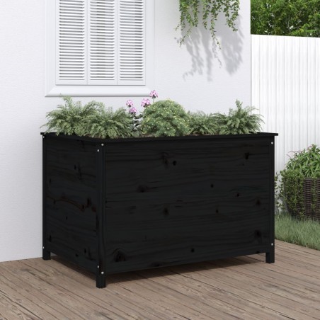 vidaXL Arriate elevado de jardín madera de pino negro 119,5x82,5x78 cm