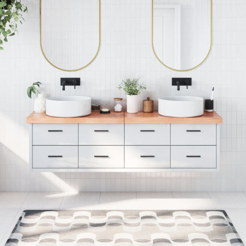vidaXL Encimera baño madera maciza tratada marrón claro 180x30x(2-6)cm vidaXL Encimera baño madera maciza tratada marrón claro 180x30x(2-6)cm