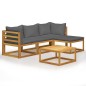 vidaXL Juego muebles de jardín y cojines 5 piezas madera maciza acacia vidaXL Juego muebles de jardín y cojines 5 piezas madera maciza acacia