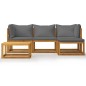 vidaXL Juego muebles de jardín y cojines 5 piezas madera maciza acacia vidaXL Juego muebles de jardín y cojines 5 piezas madera maciza acacia