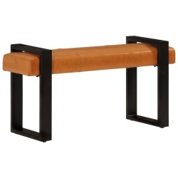 vidaXL Banco piel de cabra auténtica negro y marrón 110 cm
