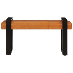 vidaXL Banco piel de cabra auténtica negro y marrón 110 cm