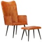 vidaXL Sillón orejero con reposapiés cuero auténtico marrón vidaXL Sillón orejero con reposapiés cuero auténtico marrón