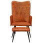 vidaXL Sillón orejero con reposapiés cuero auténtico marrón vidaXL Sillón orejero con reposapiés cuero auténtico marrón