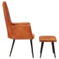 vidaXL Sillón orejero con reposapiés cuero auténtico marrón vidaXL Sillón orejero con reposapiés cuero auténtico marrón