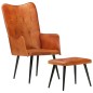 vidaXL Sillón orejero con reposapiés cuero auténtico marrón vidaXL Sillón orejero con reposapiés cuero auténtico marrón