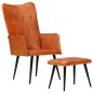 vidaXL Sillón orejero con reposapiés cuero auténtico marrón vidaXL Sillón orejero con reposapiés cuero auténtico marrón
