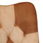 vidaXL Mecedora con taburete cuero auténtico y lona marrón vidaXL Mecedora con taburete cuero auténtico y lona marrón