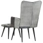 vidaXL Sillón con reposapiés lona y cuero auténtico gris vidaXL Sillón con reposapiés lona y cuero auténtico gris