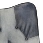 vidaXL Sillón con reposapiés lona y cuero auténtico gris vidaXL Sillón con reposapiés lona y cuero auténtico gris