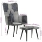 vidaXL Sillón con reposapiés lona y cuero auténtico gris vidaXL Sillón con reposapiés lona y cuero auténtico gris