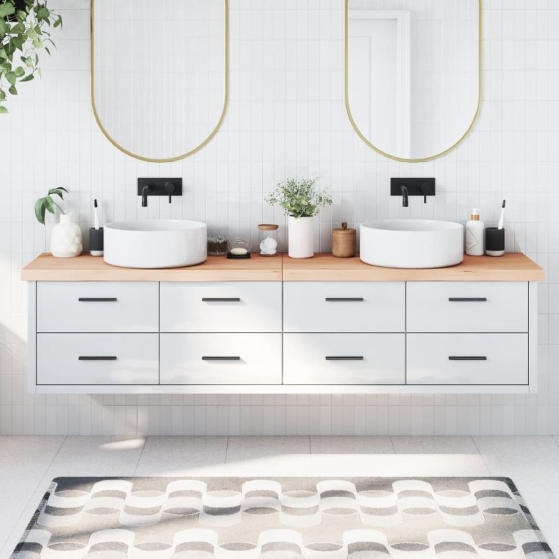 vidaXL Encimera de baño madera maciza sin tratar 220x40x(2-6) cm vidaXL Encimera de baño madera maciza sin tratar 220x40x(2-6) cm