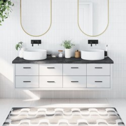 vidaXL Encimera baño madera maciza tratada gris oscuro 180x60x(2-6) cm