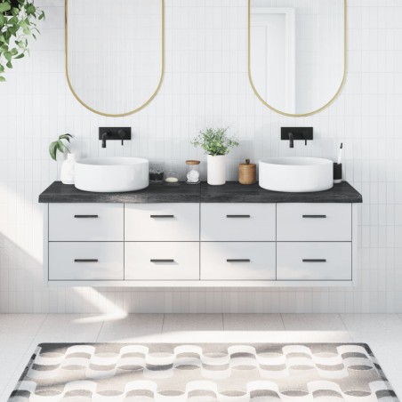vidaXL Encimera baño madera maciza tratada gris oscuro 180x60x(2-6) cm