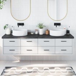 vidaXL Encimera baño madera maciza tratada gris oscuro 200x50x(2-6) cm