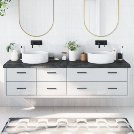 vidaXL Encimera baño madera maciza tratada gris oscuro 200x50x(2-6) cm