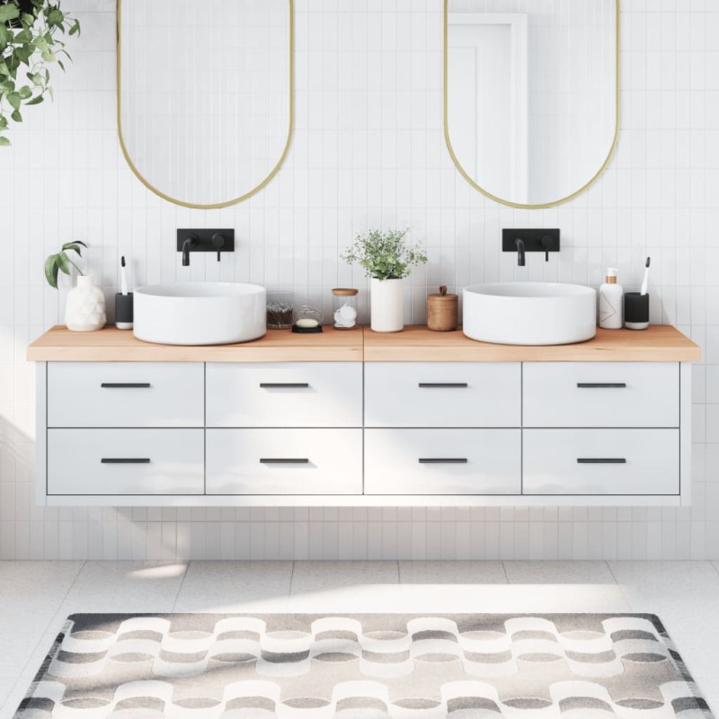 vidaXL Encimera de baño madera maciza sin tratar 220x50x(2-6) cm vidaXL Encimera de baño madera maciza sin tratar 220x50x(2-6) cm