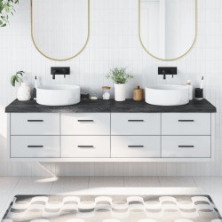 vidaXL Encimera baño madera maciza tratada gris oscuro 200x60x(2-6) cm